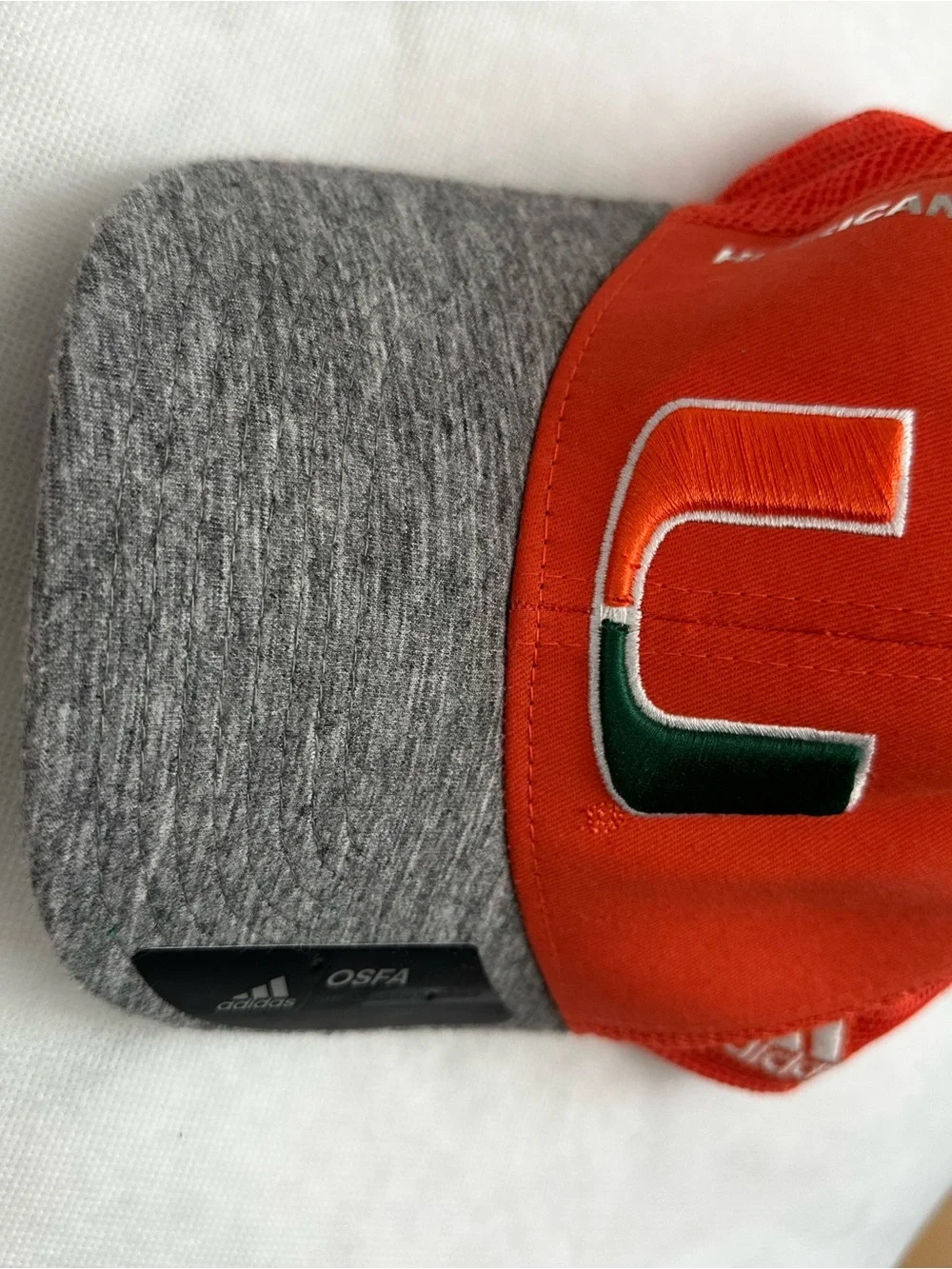 adidas Orange Gray C Logo Trucker Cap with Green Accent